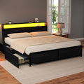 Sky King LED Bed Frame with Storage Drawers & Charging Ports – Black