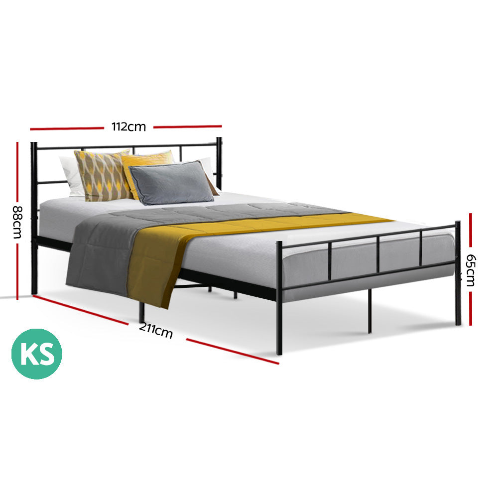 Wategos Metal King Single Bed Frame Black
