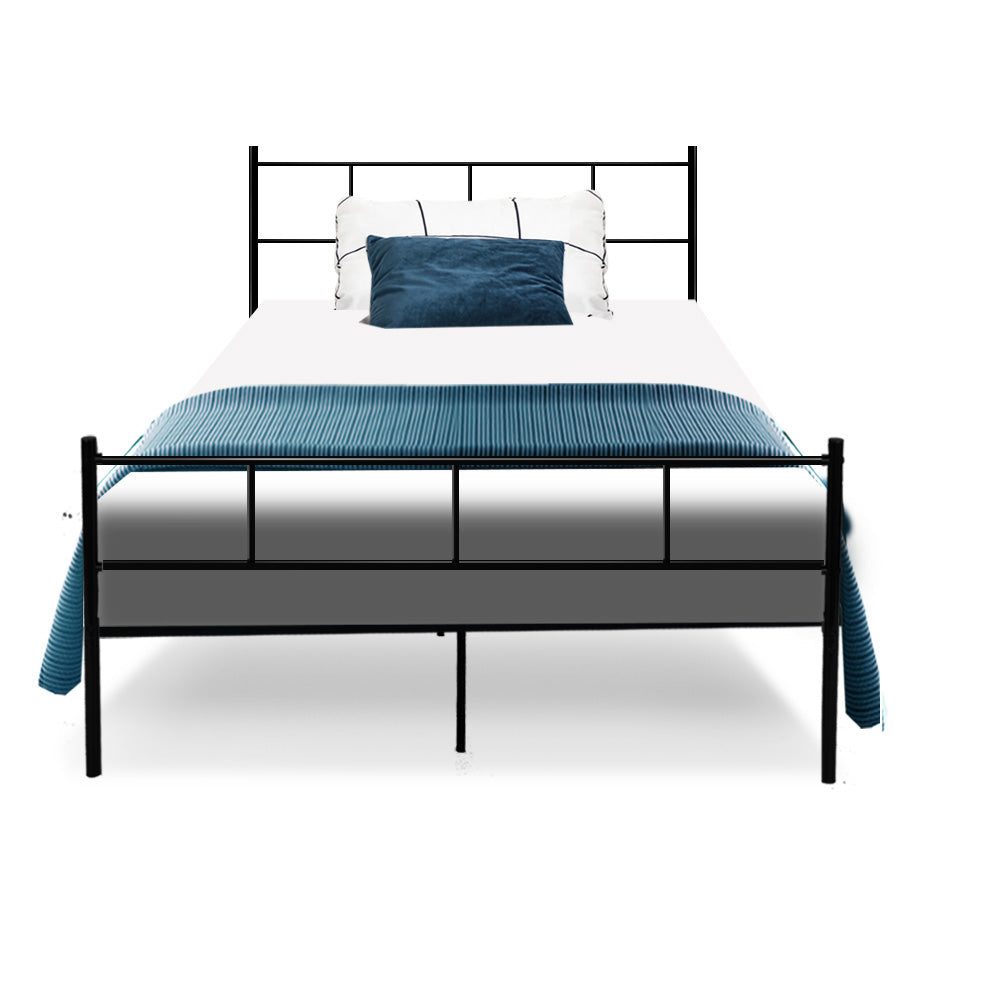 Wategos Metal King Single Bed Frame Black with sleek black steel construction, simple design, and bedroom furniture styling