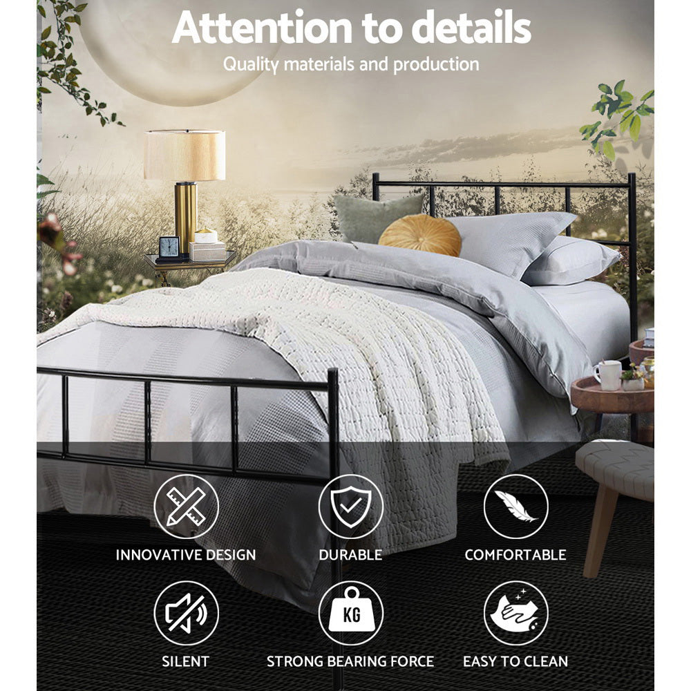 Wategos Metal Single Bed Frame Black