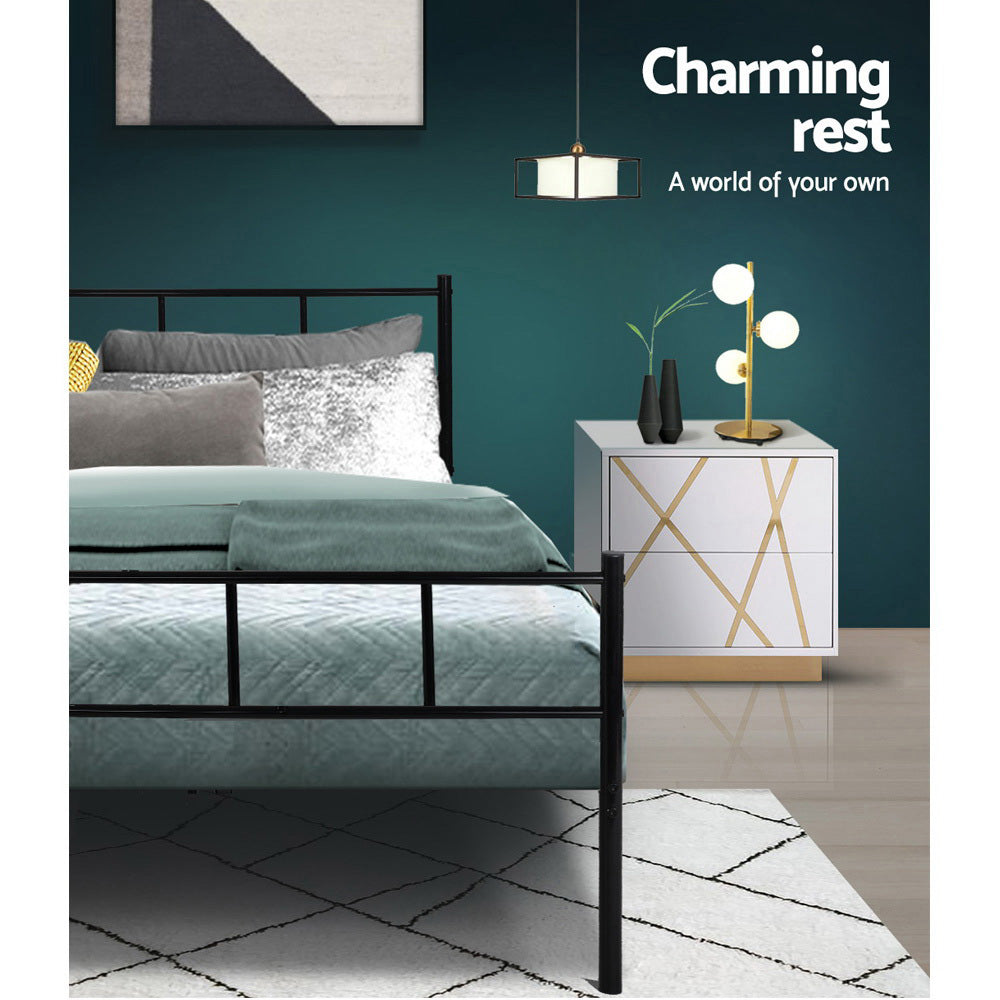 Wategos Metal Single Bed Frame Black