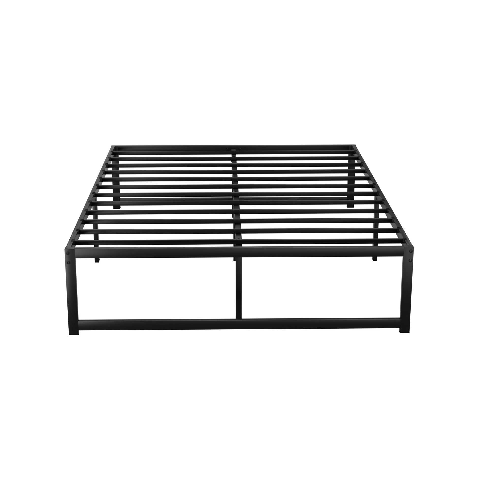 Tino Metal Double Bed Base Black (Metal Slats) with minimalist powder-coated frame for durable bedroom furniture by Bedzy