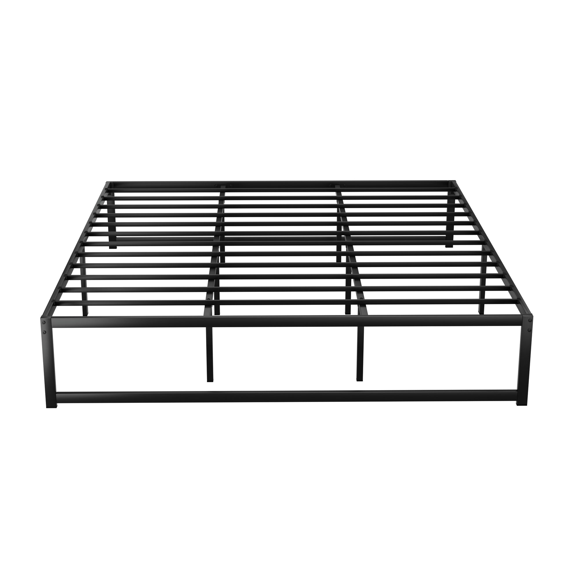 Tino Metal King Bed Base Black (Metal Slats) with sturdy powder-coated frame and metal slats for bedroom furniture.