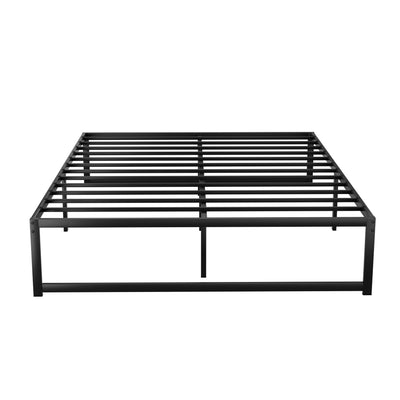 Tino Metal Queen Bed Base Black (Metal Slats) with sturdy black metal frame and enhanced rust-resistant finish, minimalist design