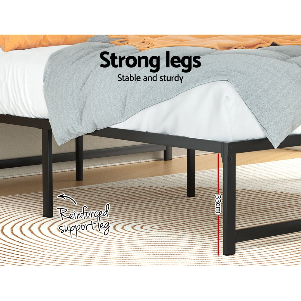 Tino Metal Queen Bed Base Black (Metal Slats)