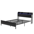 Bed Frame Double Size with Storage Shelf Headboard Charging Station GRID