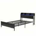 Bed Frame Single Size with Storage Shelf Headboard Charging Station GRID