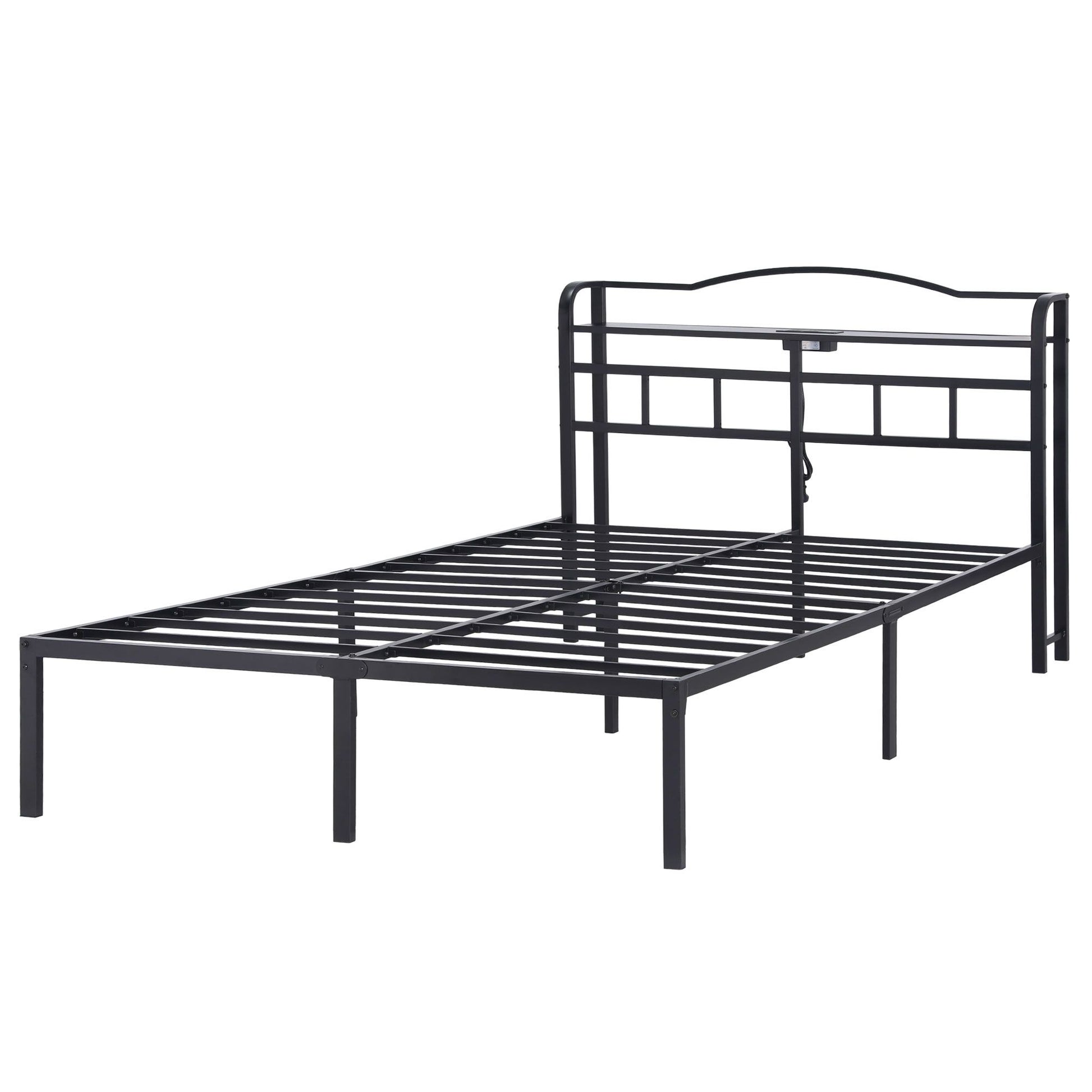 Bed Frame Double Size with Charging Station WAVE-7