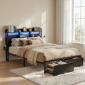 Bed Frame King with Charging Station Storage Organiser Drawers LED