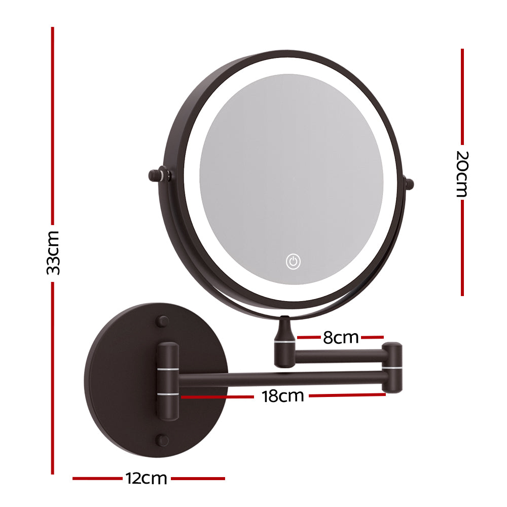 Extendable Makeup Mirror 10X Magnifying Double-Sided Bathroom Brown-2