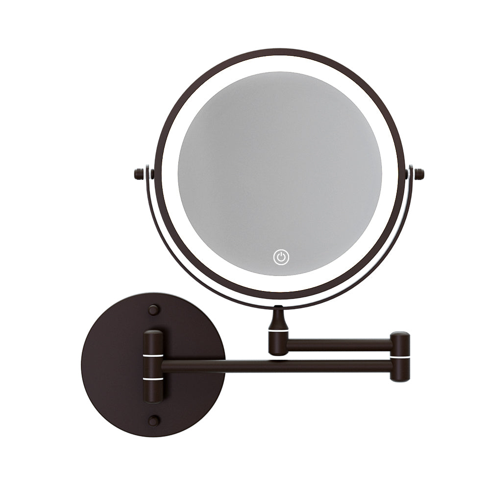 Extendable Makeup Mirror 10X Magnifying Double-Sided Bathroom Brown-3