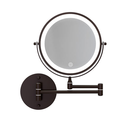 Extendable Makeup Mirror 10X Magnifying Double-Sided Bathroom Brown