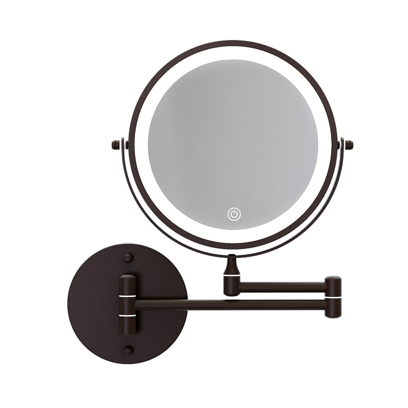 Extendable Makeup Mirror 10X Magnifying Double-Sided Bathroom Brown-3