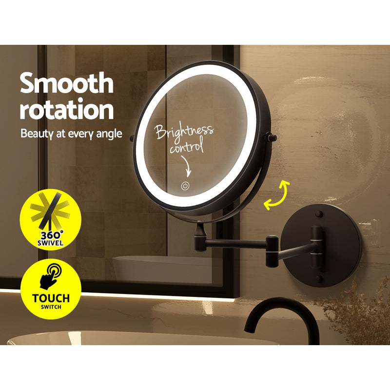 Extendable Makeup Mirror 10X Magnifying Double-Sided Bathroom Brown-6