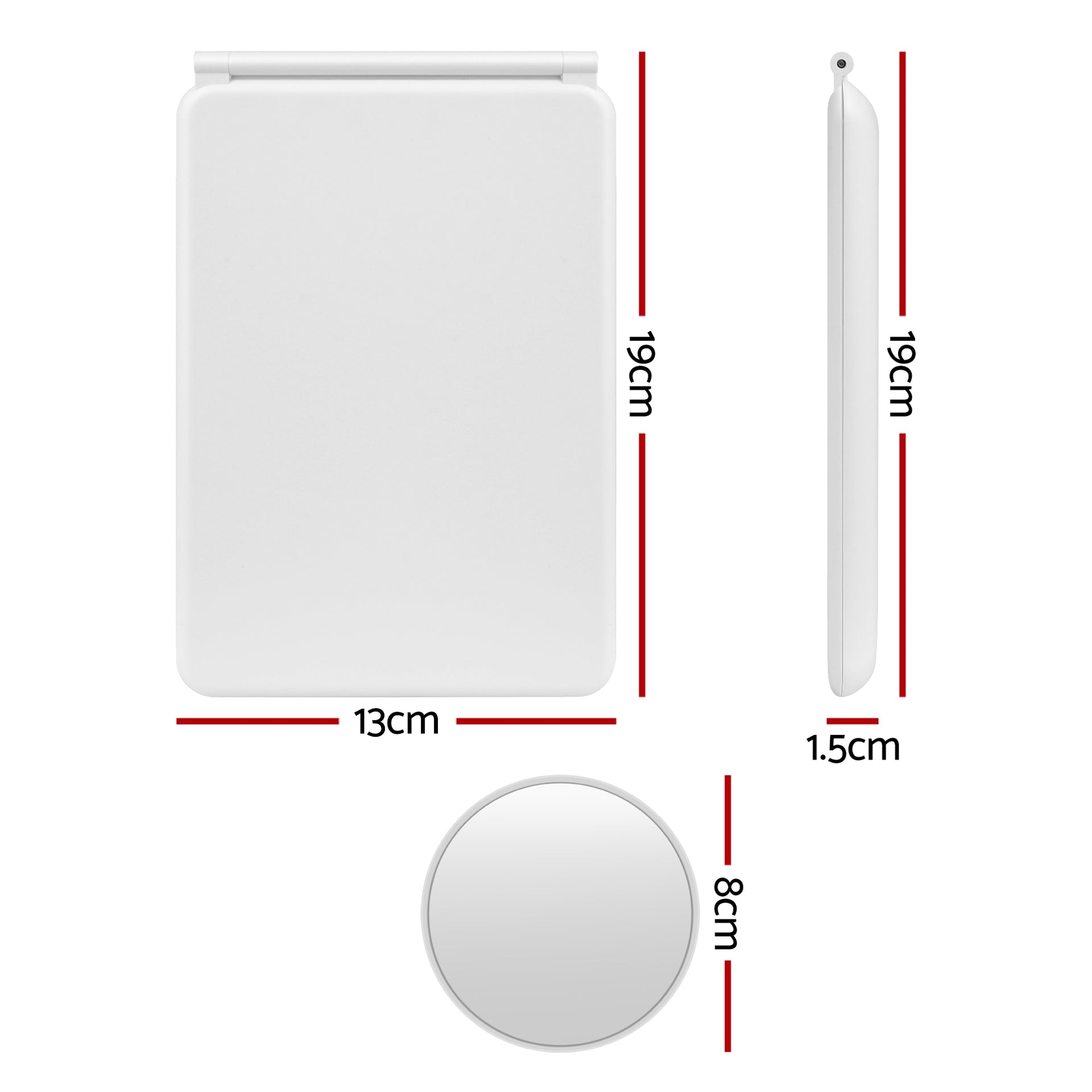 Portable Travel Makeup Mirror Rechargeable Makeup Mirror with Lights 10x Magnifier White