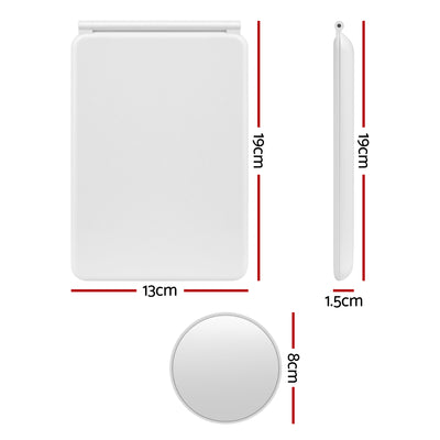 Portable Travel Makeup Mirror Rechargeable Makeup Mirror with Lights 10x Magnifier White