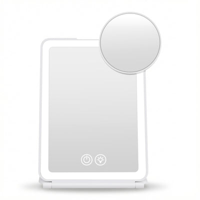 Portable Travel Makeup Mirror Rechargeable Makeup Mirror with Lights 10x Magnifier White