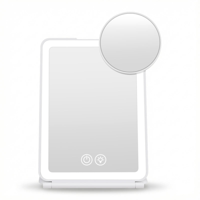 Portable Travel Makeup Mirror Rechargeable Makeup Mirror with Lights 10x Magnifier White-3