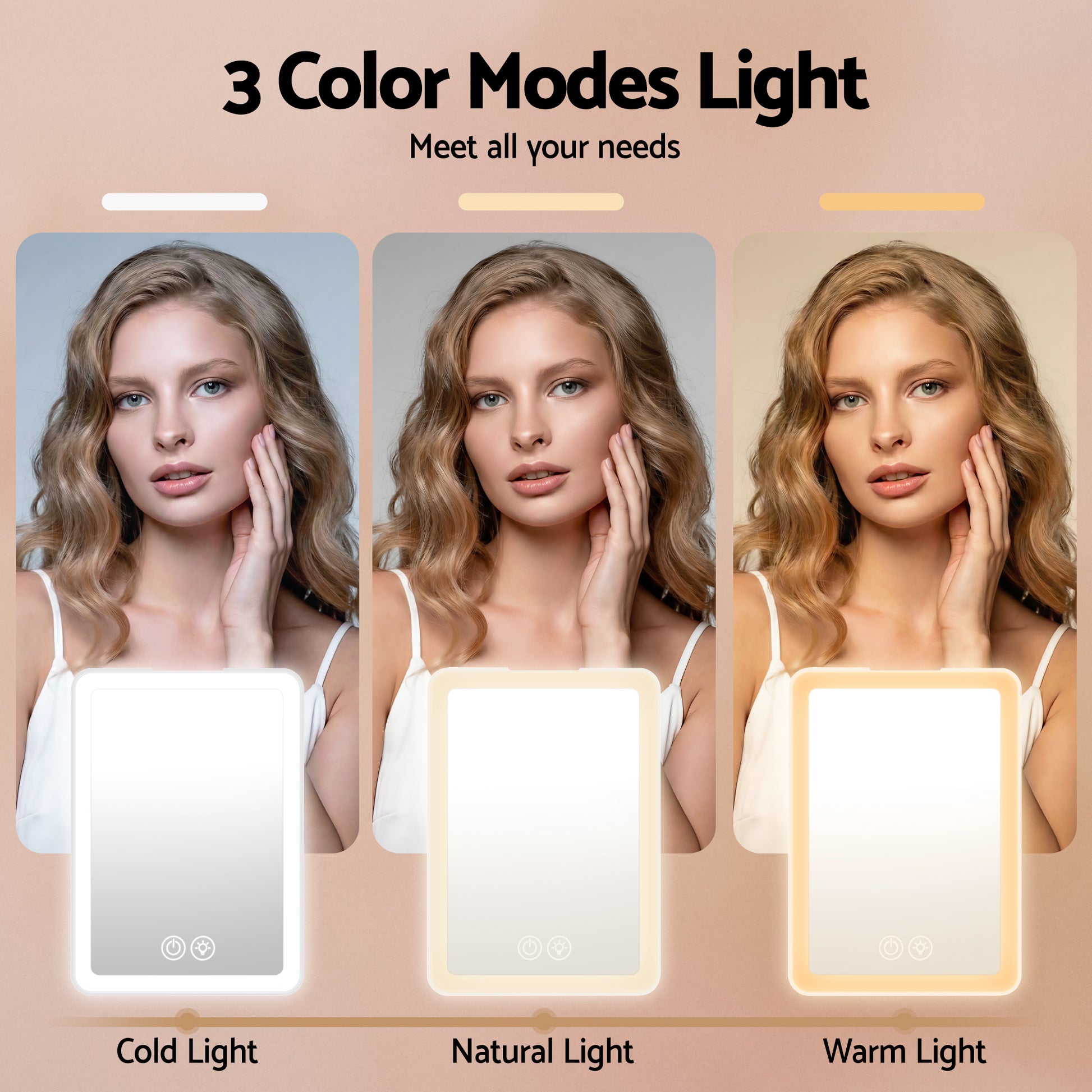 Portable Travel Makeup Mirror Rechargeable Makeup Mirror with Lights 10x Magnifier White-4