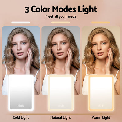 Portable Travel Makeup Mirror Rechargeable Makeup Mirror with Lights 10x Magnifier White