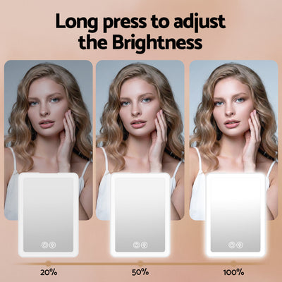 Portable Travel Makeup Mirror Rechargeable Makeup Mirror with Lights 10x Magnifier White