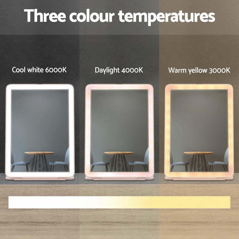 Compact Makeup Mirror w/ LED Light Portable Foldable Travel Beauty Pink-4