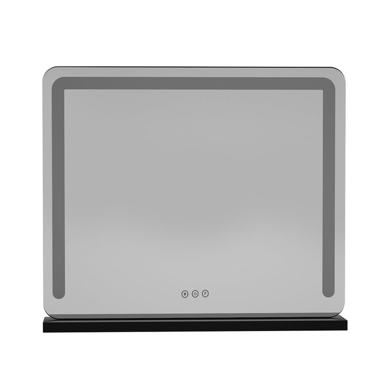 Makeup Mirror 60x50cm Hollywood Vanity with LED Light Tabletop Black with touch controls on black base