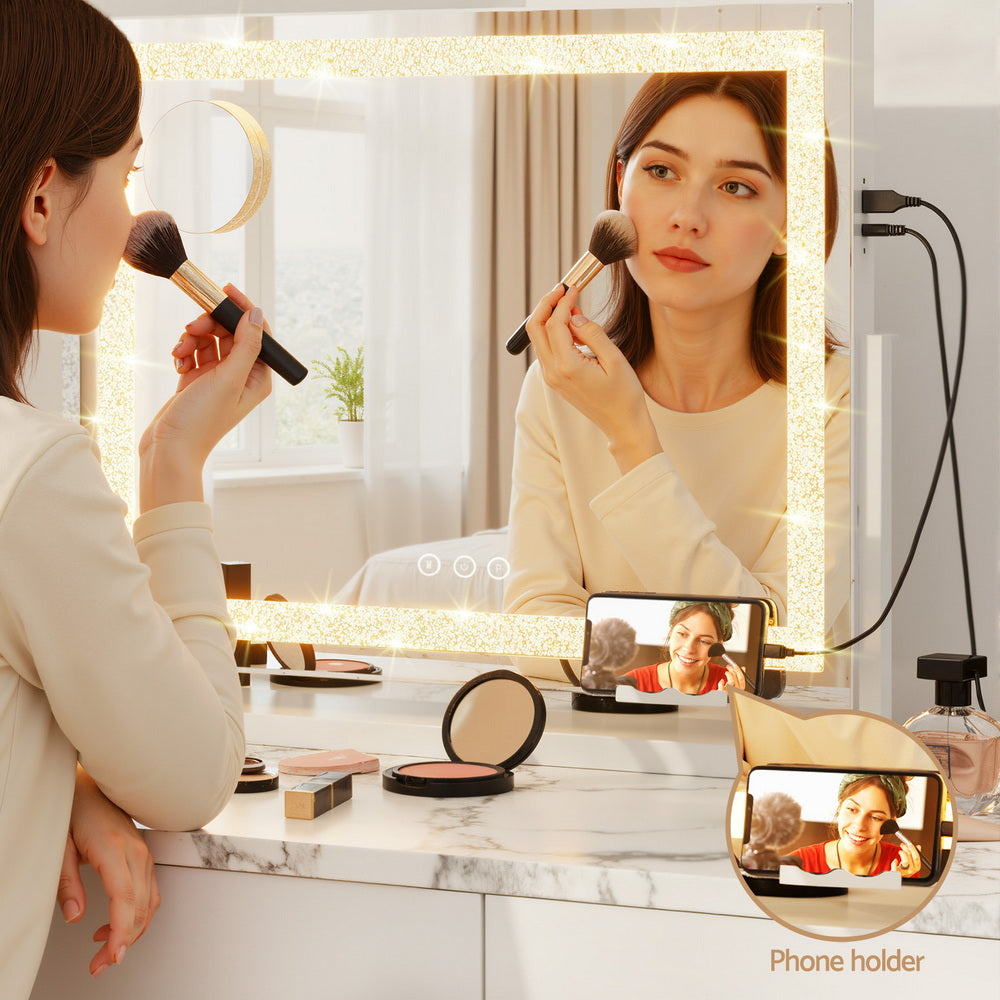 Makeup Mirror 60x50cm 360～ Rotatable Vanity Mirror with Lights Crystal LED-6