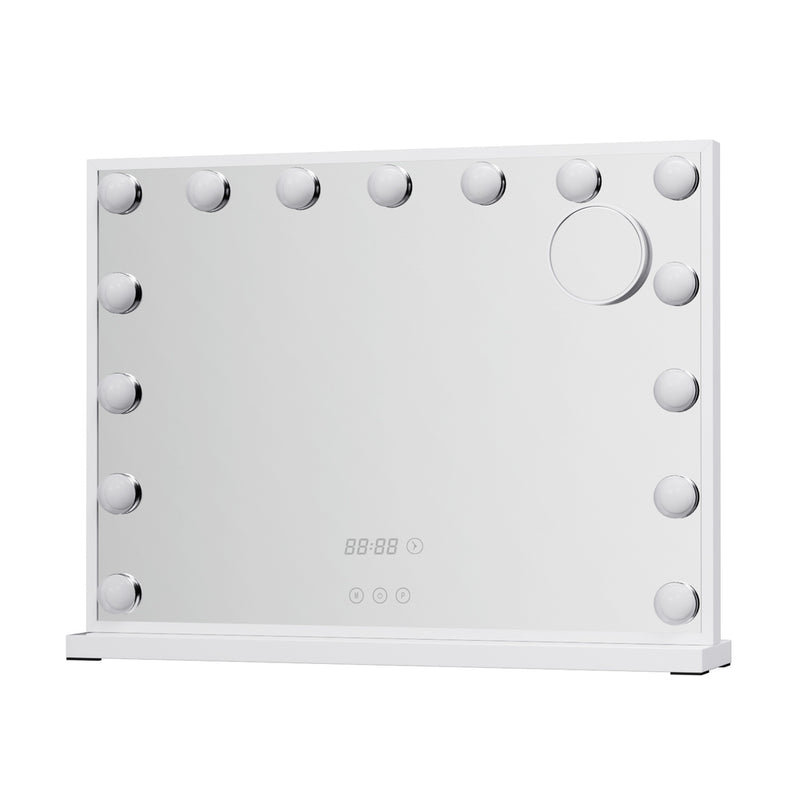 Makeup Mirror 58x45cm Hollywood Vanity with LED Light Tabletop White-3