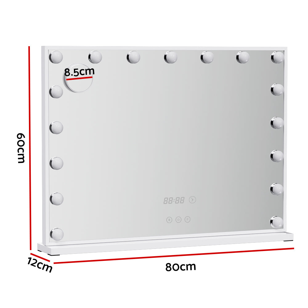 Makeup Mirror 80x60cm Hollywood Vanity with LED Light Tabletop White-3