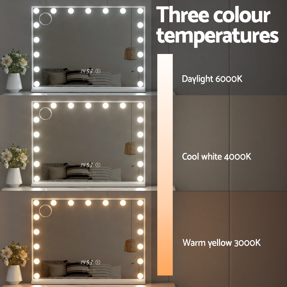 Makeup Mirror 80x60cm Hollywood Vanity with LED Light Tabletop White-6