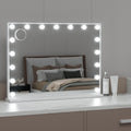 Makeup Mirror 80x60cm Hollywood Vanity with LED Light Tabletop White