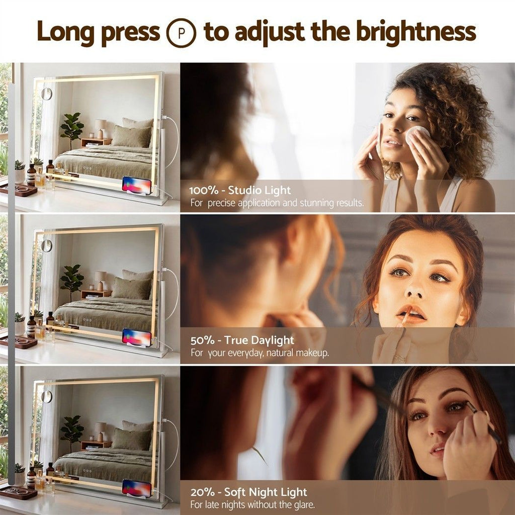 90x60cm Makeup Mirror 360 degree Rotatable Vanity Mirror 10x magnifing