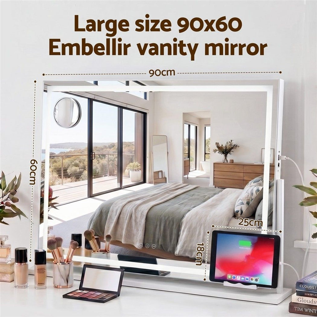 90x60cm Makeup Mirror 360 degree Rotatable Vanity Mirror 10x magnifing
