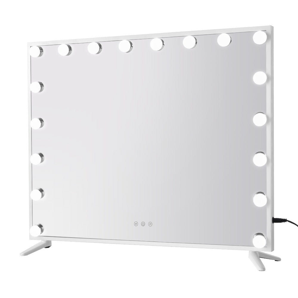 80x65cm Makeup Mirror Hollywood Vanity with LED Light White Frame-7