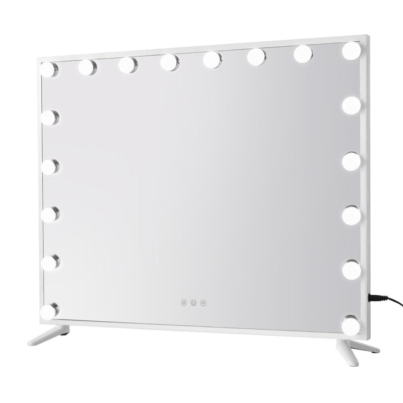 80x65cm Makeup Mirror Hollywood Vanity with LED Light White Frame-7