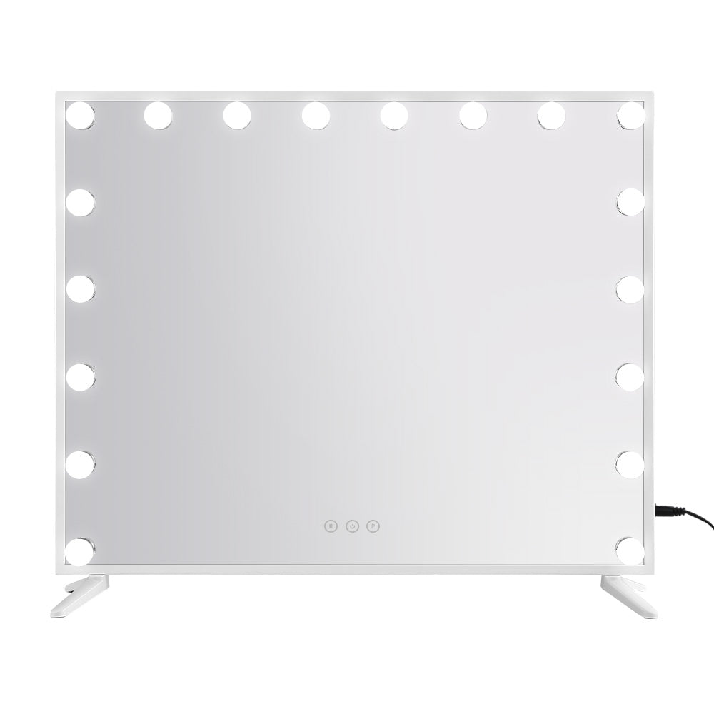 80x65cm Makeup Mirror Hollywood Vanity with LED Light White Frame-3