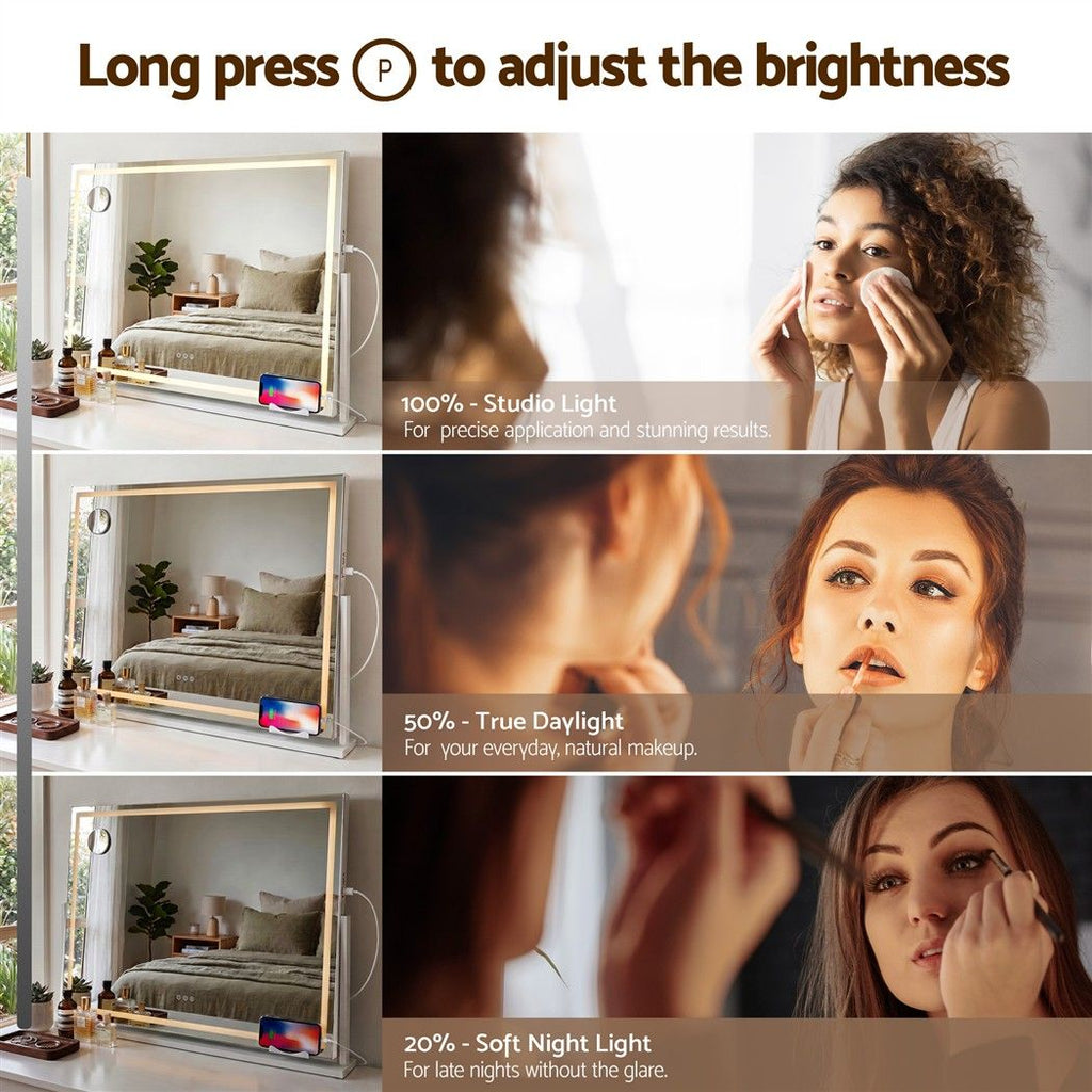 100x70cm Makeup Mirror 360 degree Rotatable Vanity Mirror 10x magnifing