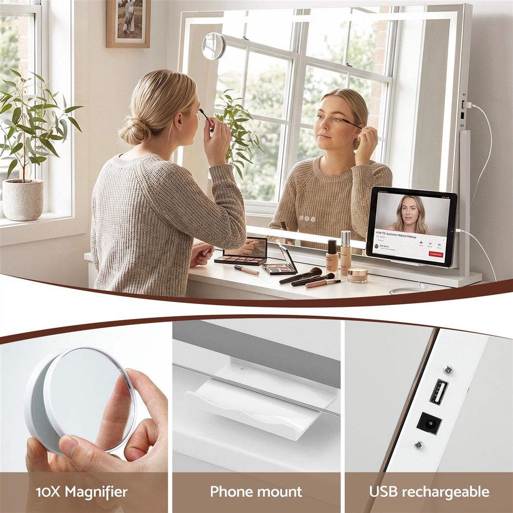 100x70cm Makeup Mirror 360 degree Rotatable Vanity Mirror 10x magnifing