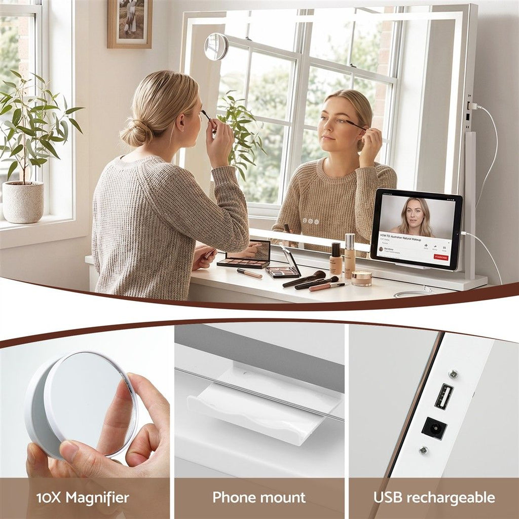 100x70cm Makeup Mirror 360 degree Rotatable Vanity Mirror 10x magnifing