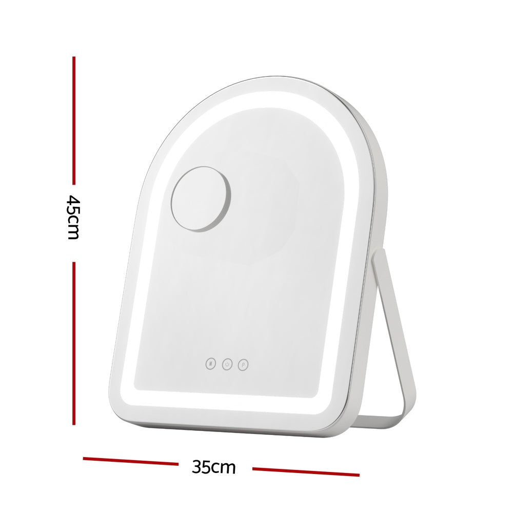 Makeup Mirror 35x45cm Dressing Vanity LED Stripe Light with 5x Magnification Rotation White Arch