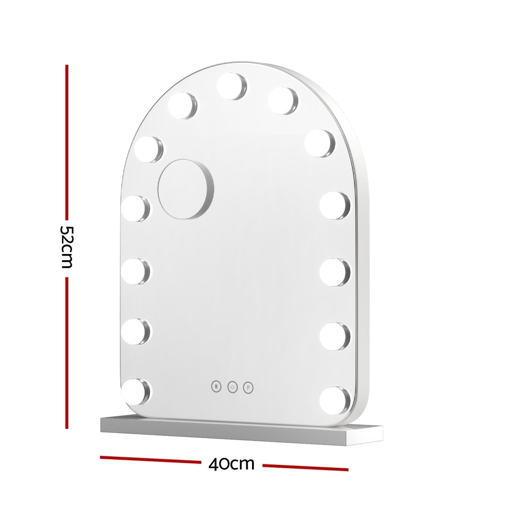 Makeup Mirror 40x50cm Dressing Vanity LED Bulb Light with 5x Magnification White Arch-2