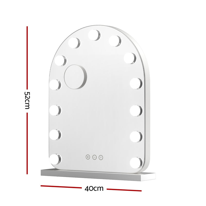 Makeup Mirror 40x50cm Dressing Vanity LED Bulb Light with 5x Magnification White Arch-2