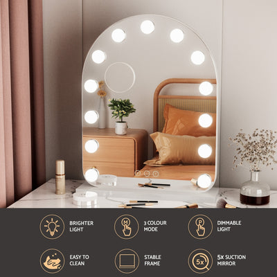 Makeup Mirror 40x50cm Dressing Vanity LED Bulb Light with 5x Magnification White Arch