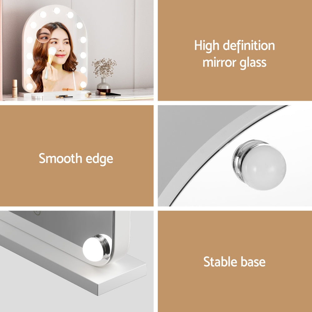 Makeup Mirror 40x50cm Dressing Vanity LED Bulb Light with 5x Magnification White Arch-6