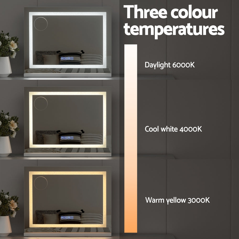 Bluetooth Makeup Mirror 58x46cm Hollywood Vanity with LED Light Crystal