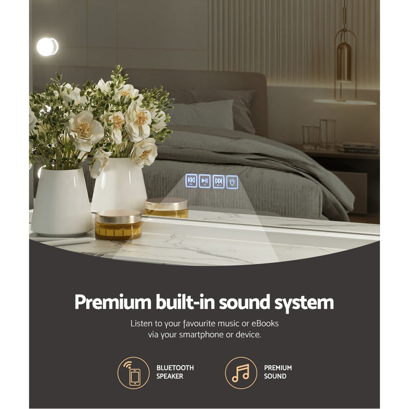 Bluetooth Makeup Mirror 80x58cm Hollywood Vanity with LED Light Wall-4