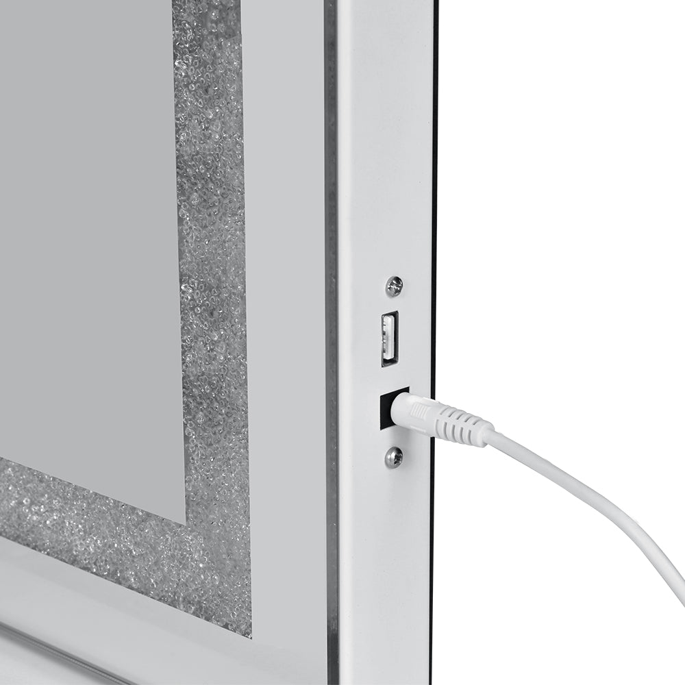 Bluetooth Makeup Mirror 80x58cm Hollywood Vanity with LED Light Crystal-3