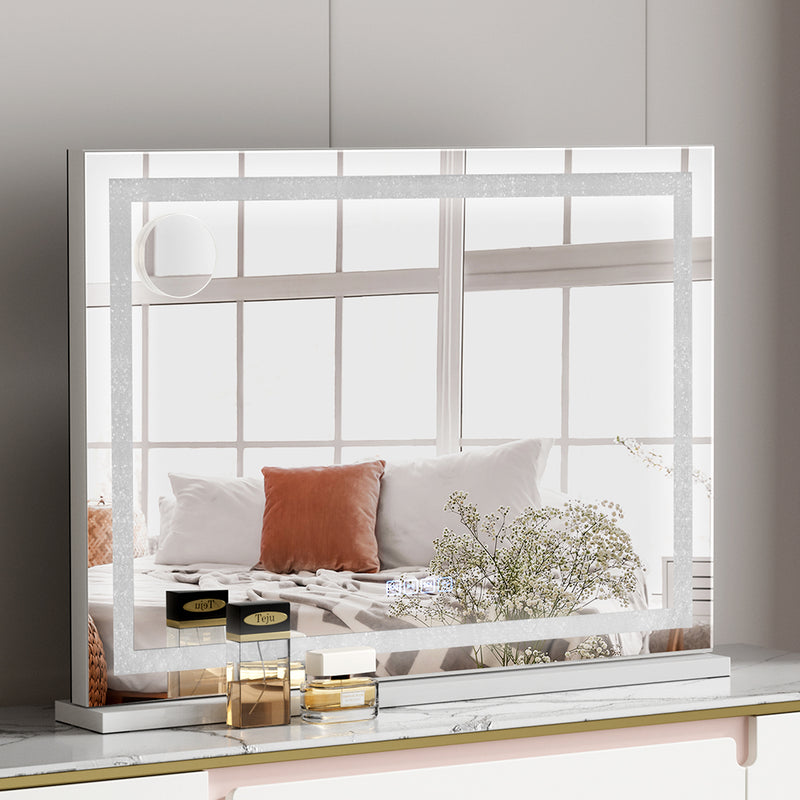 Bluetooth Makeup Mirror 80x58cm Hollywood Vanity with LED Light Crystal-1