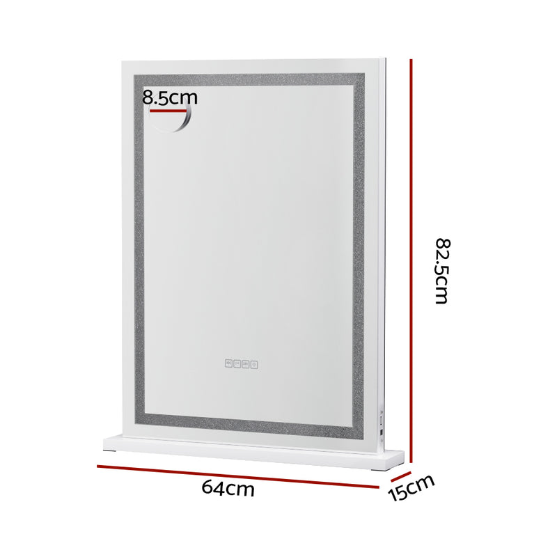 Bluetooth Makeup Mirror 58x80cm Hollywood Vanity with LED Light Crystal-2